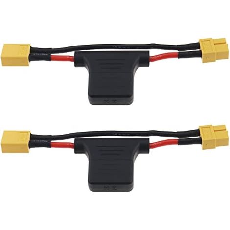 2 câbles d'extension XT60 mâle vers femelle avec fusible 30A, fil silicone 14AWG pour batterie de vélo électrique, drone, voiture RC, quadricoptère et chargeur