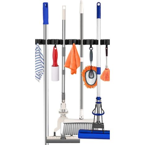 Porte-balai de luxe – Système de rangement – Crochets – Outils de jardin – Noir (1/5)