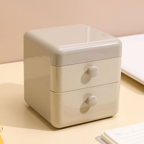 Boîte de Rangement de Bureau avec 2 Compartiments et Couverture Flip Color Café (1/5)