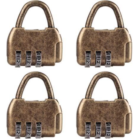 Set of 4 Retro Mini Combination Padlocks for Diary, Luggage, Vintage Code Lock (1/5)
