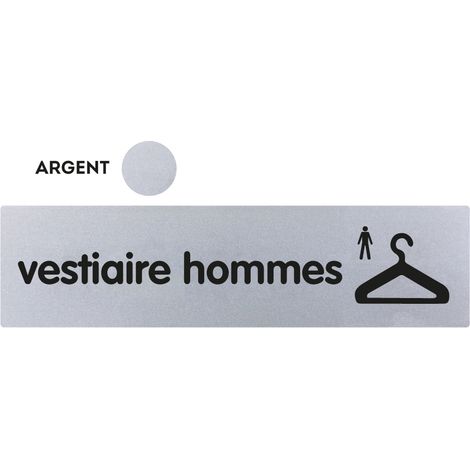 Novap – Plaque de porte vestiaire hommes 170x45mm – Fixation adhésive puissante – Aluminium argent – 4321271 (1/2)