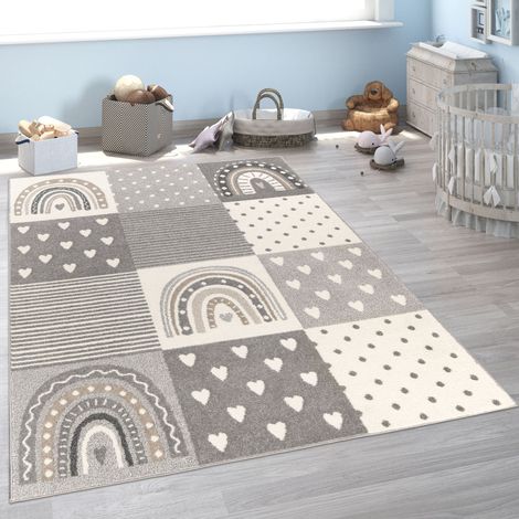 Paco Home Tapis Pour Enfant Chambre D'Enfant Fille Garçon Différents Motifs Et Tailles 120 cm rond, Gris 4