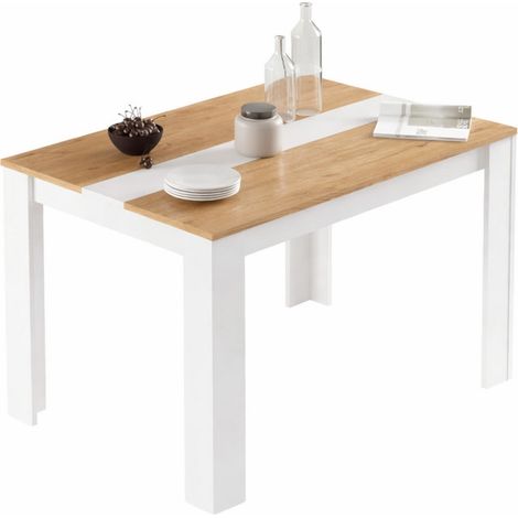 Table à Manger 6 Couverts Maxi Chêne et Blanc L 120 H 73.8 P 80 cm (1/5)