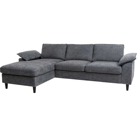 Canapé d’angle méridienne réversible à gauche ou à droite avec 3 coussins tissu gris foncé et bois de peuplier 040009294 (1/5)