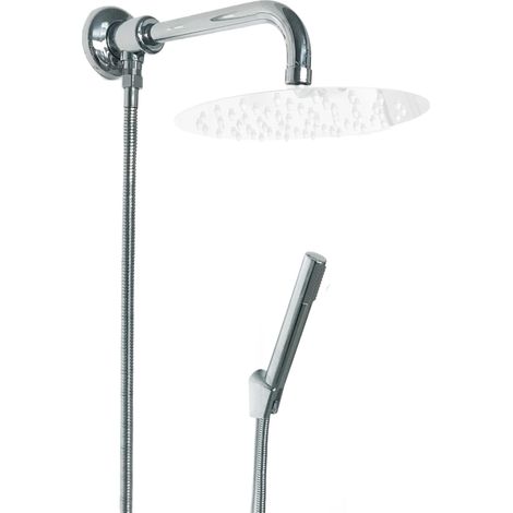 Ensemble de douche avec inverseur, bras de douche 40cm, tuyau de douche, support et douchette (1/4)