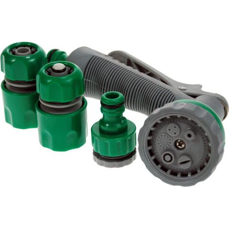 6 Pattern Garden Hose Pipe Spray Gun Set with Fittings (1/3)