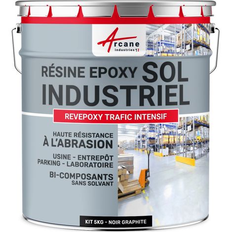 Zwei-Komponenten-Industrie-Epoxid-Beschichtung - REVEPOXY TRAFIC INTENSIF - Graphitschwarz RAL 9011 - kit 5kg bis zu 10m² für 2 Schichten
