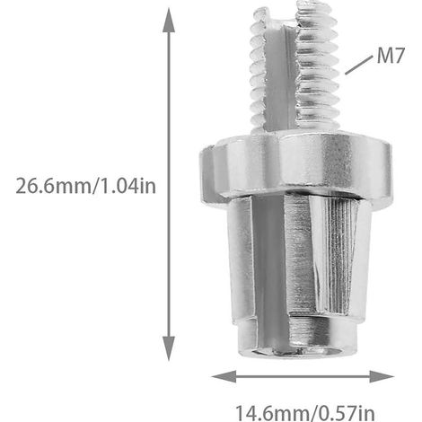 4pcs Levier de Frein Réglage Régulateur Vis Ajusteurs de Câble Boulons en Alliage D'aluminium Remplacement pour Vélo Route VTT, M7x26.6x14.6mm (1/2)