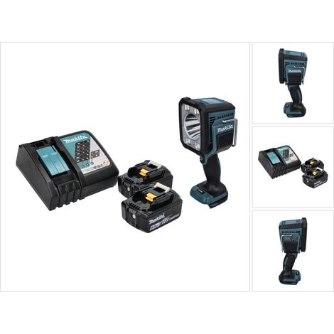 Makita DML 812 RG Akku LED Handstrahler Taschen Lampe 18 V 1250 lm + 2x Akku 6,0 Ah + Ladegerät