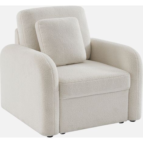 Sillón en tejido borreguito blanco, líneas redondeadas (1/5)
