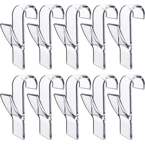 10 Pieces Towel Rail Hooks, Towel Rail Radiator Hooks, Bathrobes, Plastic, For All Standard Radiators, Bathroom and Kitchen, Flexible, Removable (Transparent) (1/4)