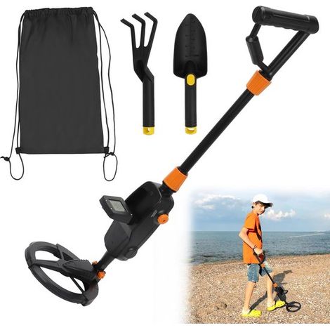 Detector de metales infantil - Set de búsqueda de tesoros - Exploración al aire libre - Bobina de búsqueda impermeable - 63 cm ajustable - Negro (1/5)