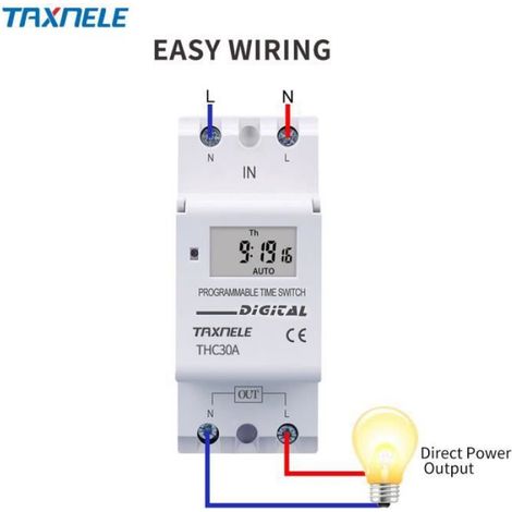 30A - 220V - Minuterie Numérique Din Rail 2 Fils, Programmable Sur 7 Jours, Relais De Commande (1/4)