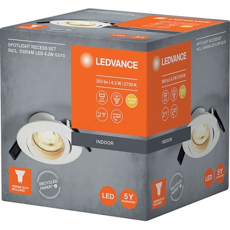 Einbauspot LED GU10 43 W Warmweiß - Ledvance