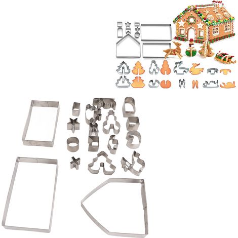 18-teiliges Backset, 3D-Ausstechform aus Edelstahl/Weihnachtsplätzchenform (1/5)