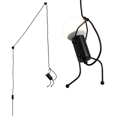 ALPINALUZ Lámpara Colgante de Techo Muñeco Negro Moderno Juvenil con Cable y Enchufe "FORMIGA" negro (1/5)