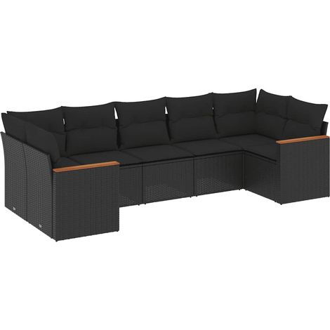 Maison Exclusive - Set Divani da Giardino con Cuscini 7pz Nero Polyrattan (1/3)