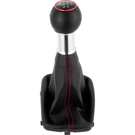 Staubschutzkappe für Audi A3 5/6-Gang-Schalthebel mit rot/schwarzem Gewinde, integriertem Schaltknauf, rotem Gewinde, rotem Ring, 6 Gängen, ein Set.