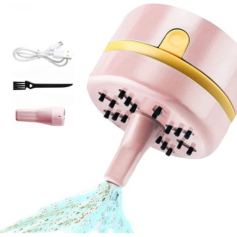 Mini aspiradora portátil inalámbrica USB para ordenadores de sobremesa y teclados (rosa) (1/4)