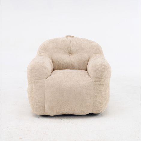 Fauteuil pouf à accoudoirs en fausse fourrure beige 95 x 95 x 79 cm MODENUIT (1/5)