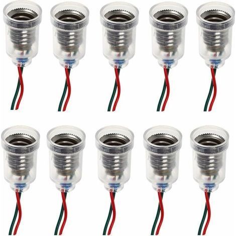 Lot de 10 douilles E10 avec câbles 20 cm – Support pour ampoules LED jusqu'à 30W – Applications expérimentales et bricolage - 10PCS (1/5)