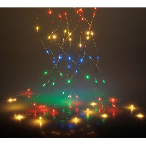 Draht Lichterkette multicolor - bunt / 160 LED - Deko Weihnachts Leuchtdraht mehrfarbig Batterie betrieben