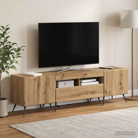vidaXL Mueble de TV LED BREDA 3 uds. Roble artisan (1/5)