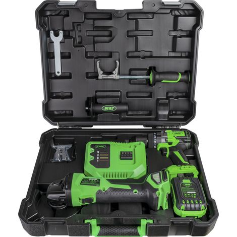 JBM60053C Kit de amoladora angular y taladro percutor a batería con maletín (1/4)