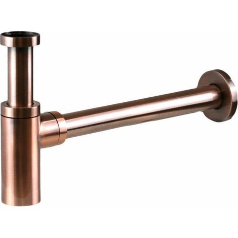 Siphon universel rond 1"1/4, finition cuivre brossé vieilli, lot de 1, pour lavabo, style rétro, raccord 32mm, design classique Pollini ART 120ORA (1/3)