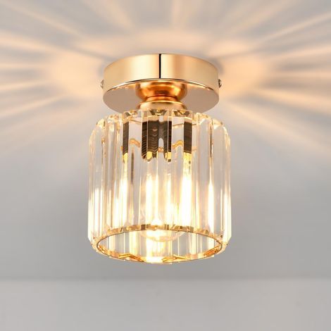 Industrielle Deckenleuchte mit goldenem Kristallmuster, E27-Fassung, Kronleuchter im Metalldesign, Ø 135 mm, moderne Deckenbeleuchtung für Flur, Wohnzimmer, Esszimmer und Küche (1/5)