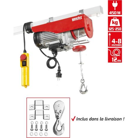 Hecht 8425 Treuil électrique Capacité jusqu’à 250kg hauteur de levage 6-12m 450 watts (1/5)