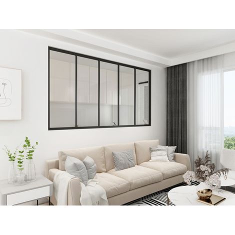 Verrière - 5 Vitrages - L: 195cm H: 105cm - Acier Ultra Fin - Noir Mat (RAL 9005) - Livrée Montée (1/5)