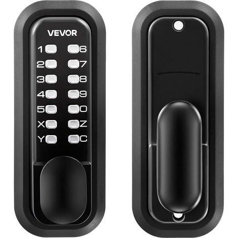 VEVOR Cerradura de Código Mecánica con Teclado, 4 a 7 Dígitos sin Llaves, Aleación de Zinc, con Manija, 4 Husillos, Pomo y Bloqueo Automático para Puertas 35 a 65 mm, Garaje Exterior Jardín Entrada