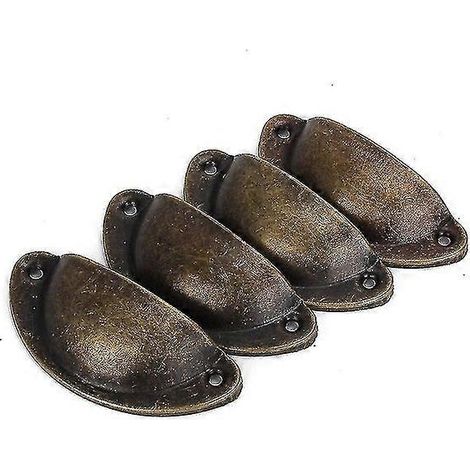 Poignée de tiroir antique en fer et bronze (4 poignées de tiroir pour meubles, bronze vert) (1/2)