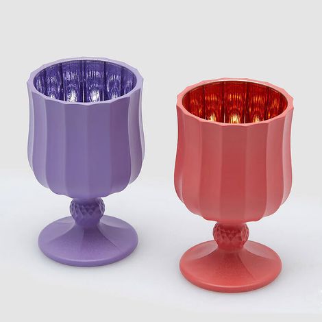 EDG Enzo De Gasperi Portacandela Satin Calice H 11,6 Cm D 7 Cm Ass. Vetro Red Violet 1 Pz