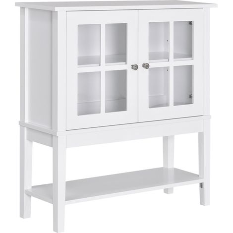 Buffet de cuisine Aurilys rangement verre trempé blanc (1/5)