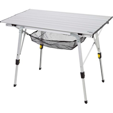 Table Pliante, 90X51X45, 70 cm, Pieds Télescopiques, Butées Antidérapantes, Plateau et Structure en Aluminium, Supporte 30 kg, Maille Amovible, Tables Pliantes, Camping, Plage (1/5)