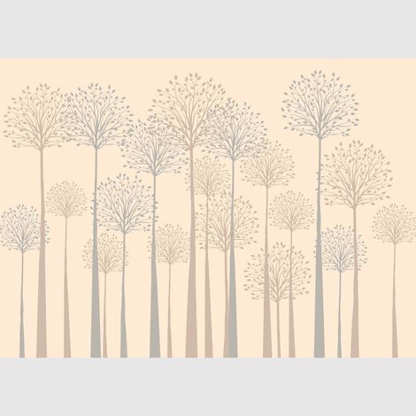 Papier peint intissé - Grands arbres sur fond beige - 375x270 cm (1/4)