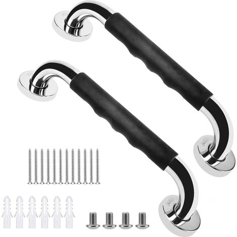 Lot de 2 Barre d'appui,Acier inoxydable 304,Revêtement silicone,Mural,Salle de bain,Douche,Cuisine (1/5)