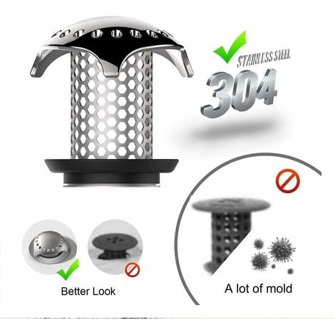 Filtre à Baignoire Attrape Cheveux Filtre en Acier Drain Hair Catcher Inoxydable pour Baignoire Assortissent des Tailles de Drain de MNS (1/2)