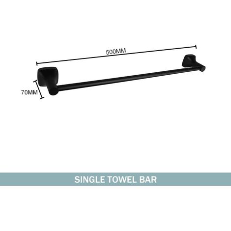 Porte-serviettes simple - Ensemble d'accessoires de salle de bain noir mat, crochet mural en acier inoxydable, porte-papier toilette, barre porte-serviettes, suspension (1/5)