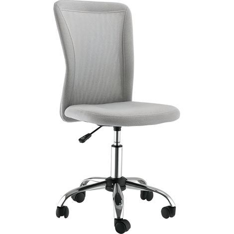 Vinsetto Office Chair, Armless Desk Chair, Adjustable Computer Swivel Chair with Rolling Wheels and Mesh Back for Home Work Study, Grey