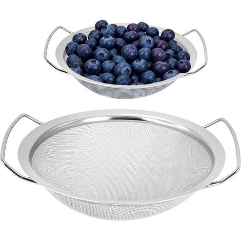 Ensemble de passoires de cuisine en acier inoxydable avec poignées - Passoires à pâtes micro-perforées (Ø 20 cm et 16 cm) (1/5)