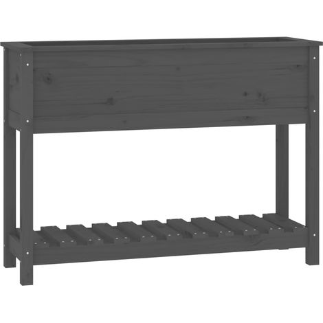 Maison Exclusive - Fioriera con Mensola Grigia 111,5x34,5x81cm Legno Massello Pino