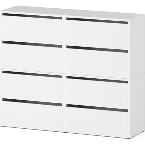 Meuble à chaussures 120 cm – Blanc mat – Panneaux laminés résistants aux rayures – Système de charnières GTV – Modularité jusqu'à 3 niveaux (1/5)