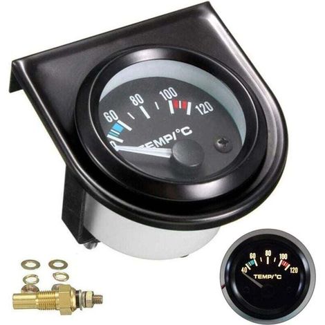Kfz-Wassertemperaturanzeige-Set, schwarze LED, universelle Kfz-Wassertemperaturanzeige, 101°-Zifferblatt, XU, 6 bis 120° (52 mm Durchmesser) - KZQ