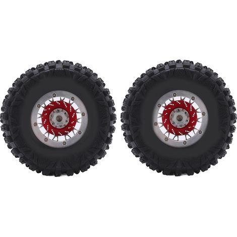 Lot de 2 pneus RC antidérapants en alliage d'aluminium, de rechange pour crawler RC Traxxas 1/10 (argenté). (1/5)