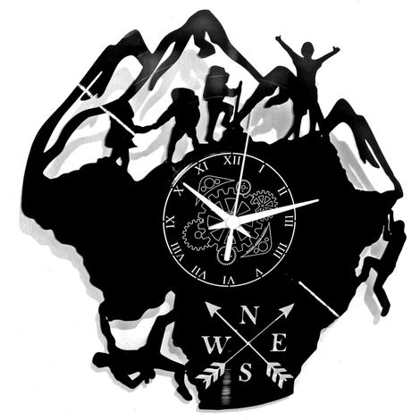 Horloge Murale Design Montagne Alpinisme Escalade Randonnée Nature Aventure Altitude Mouvement à Quartz Silencieux Idée Cadeau pour Salon, Chambre, Cuisine (1/5)
