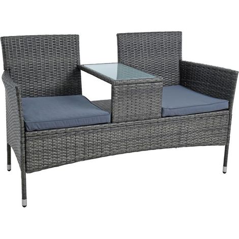 Polyrattan Gartenbank Bank Rattan Sitzbank 2-Sitzer Gartenmöbel Anthrazit-Grau