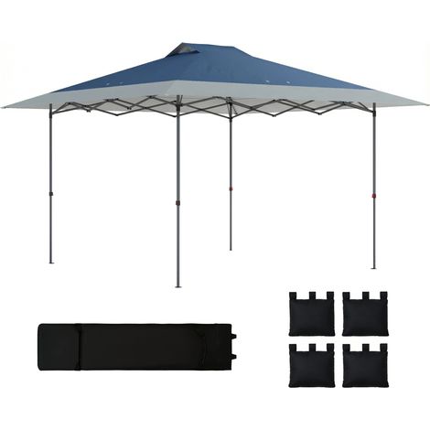 Pavillon ca. 4x4m Wasserdicht Stabil Winterfest Pop-up Faltpavillon mit Ein-Schritt-Schließfunktion UV 50+